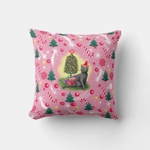 Rosa Weihnachtskatze Kissen