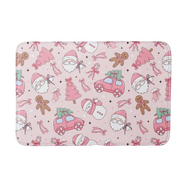 Rosa Weihnachtsmann-Badezimmer-Matte Badematte (Vorderseite)