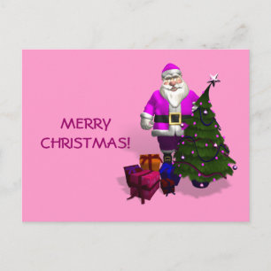 Rosa Weihnachtsmann Feiertagspostkarte