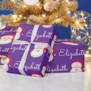 Rosa Weihnachtsmann-Gesicht Personalisiertes Weihn Geschenkpapier