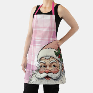 Rosa Weihnachtsmann-Karo-Weihnachten Schürze