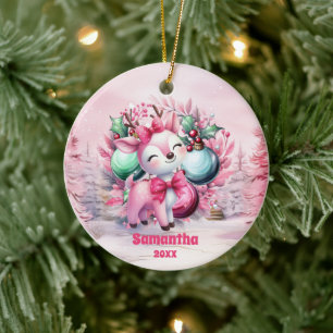 Rosa Weihnachtsmann Kindermädchen Foto Ornament