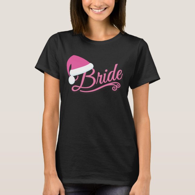 Rosa Weihnachtsmannmütze Bridge T - Shirt schwarz (Vorderseite)