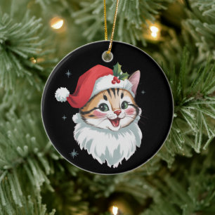 Rosa Weihnachtsmannmütze Retro Süße Kitty Katze We Keramik Ornament