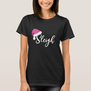 Rosa Weihnachtsmannmütze Sleigh T - Shirt