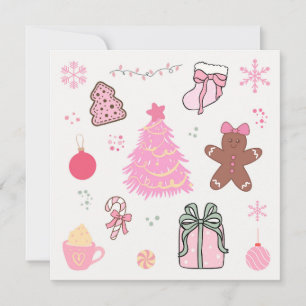 Rosa Weihnachtsmuster Feiertagskarte