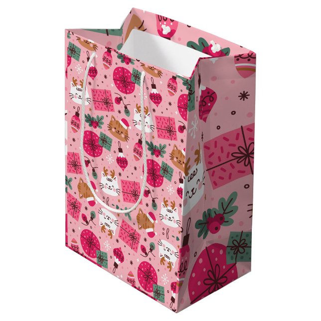 Rosa Weihnachtsmuster Mittlere Geschenktüte (Pink Holiday Gift Bag!)