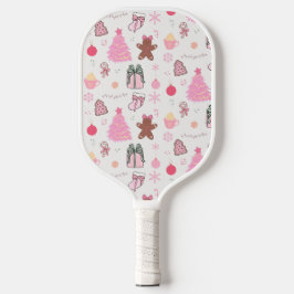 Rosa Weihnachtsmuster Pickleball Schläger