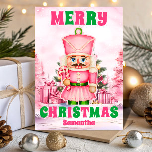 Rosa Weihnachtsnussknacker Kinder Feiertagskarte