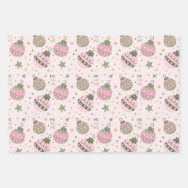 Rosa Weihnachtsornament-Verpackungspapier Geschenkpapier Set