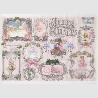 Rosa Weihnachtsprojektrahmen Vol. 1 Decoupage Seidenpapier