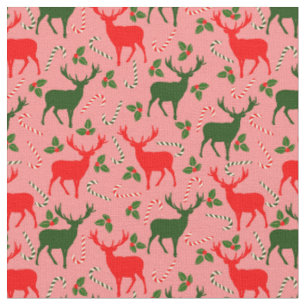 rosa Weihnachtsrenne Tiere Stoff