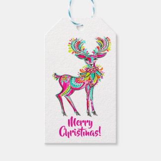 Rosa Weihnachtsrentier Gay Rainbow Pride Geschenkanhänger
