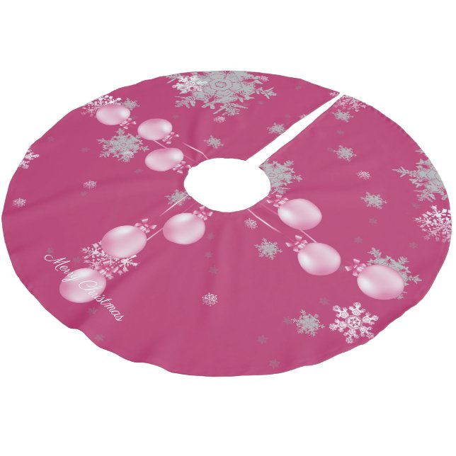Rosa Weihnachtsschmuck Baumrock Polyester Weihnachtsbaumdecke (Schrägansicht)