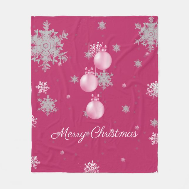 Rosa Weihnachtsschmuck Fleece Blanket (Vorderseite)