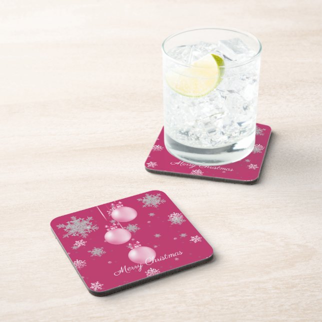 Rosa Weihnachtsschmuck Getränke Coaster Getränkeuntersetzer (Rechte Seite)