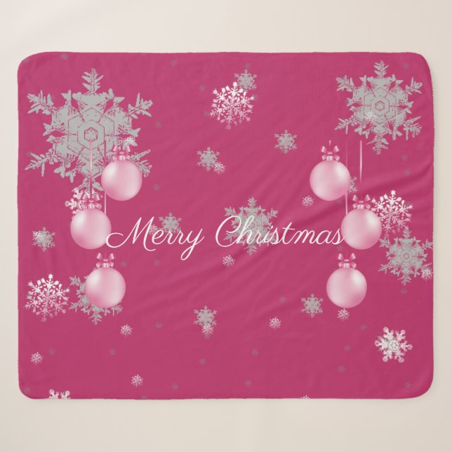 Rosa Weihnachtsschmuck Sherpa Blanket Sherpadecke (Vorderseite (Horizontal))