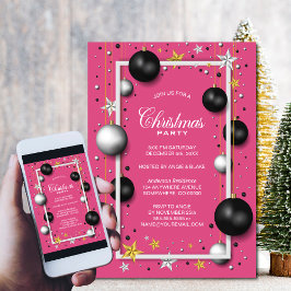 Rosa Weihnachtsschmuck Weihnachts-Party Einladung