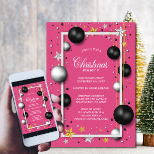 Rosa Weihnachtsschmuck Weihnachts-Party Einladung