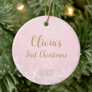 Rosa Weihnachtsschneeflocke Cupcake Erste Weihnach Keramik Ornament