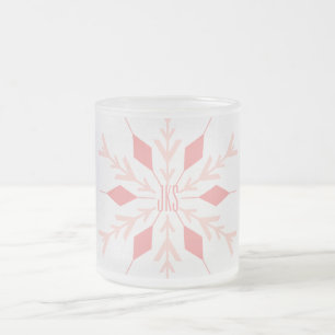 Rosa Weihnachtsschneeflocke mit Monogramm Mattglastasse
