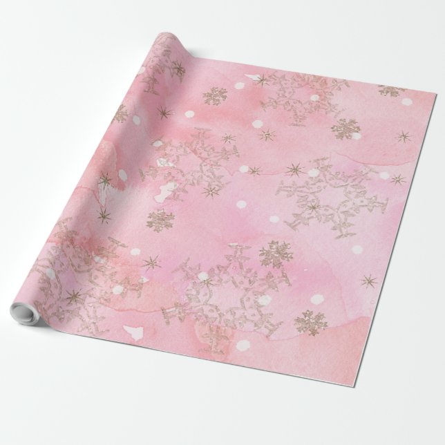 Rosa Weihnachtsschneeflocken Boho Pattern Geschenkpapier (Ungerollt)