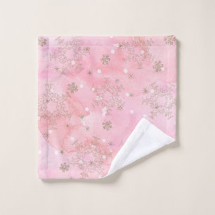 Rosa Weihnachtsschneeflocken Boho Pattern Waschlappen