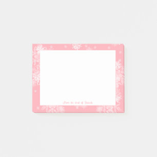 Rosa Weihnachtsschneeflocken Personalisierte Anmer Post-it Klebezettel