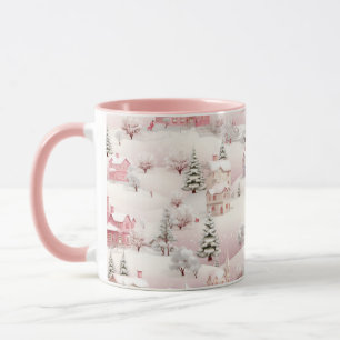 Rosa Weihnachtsschneewelt Tasse