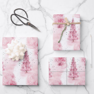 Rosa Weihnachtsverpackung für Geschenke Geschenkpapier Set