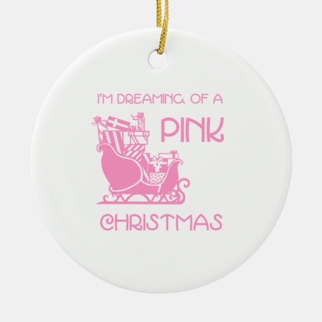 Rosa Weihnachtsverzierung Keramik Ornament (Vorne)