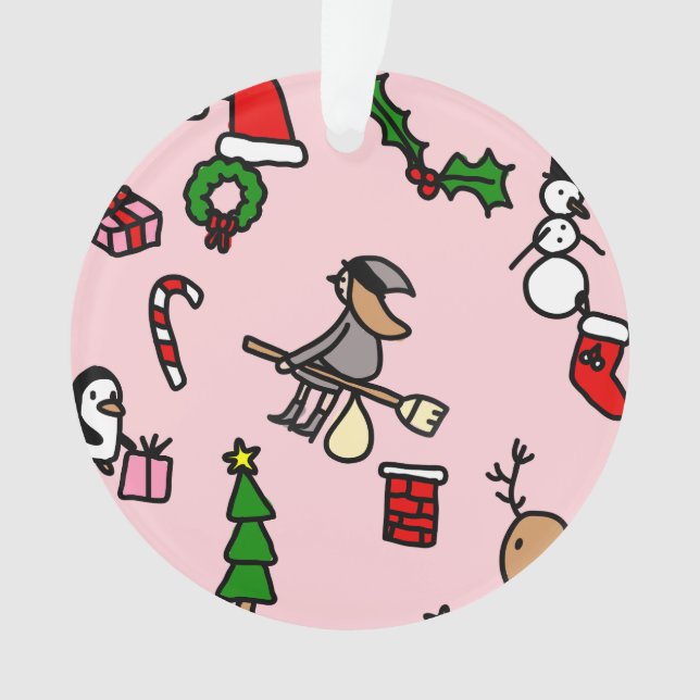 Rosa Weihnachtszeit Ornament (Vorderseite)