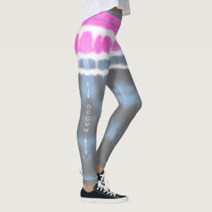 Rosa Weiß & Blau Gefärbte Krawatte Drehung Sway in Leggings