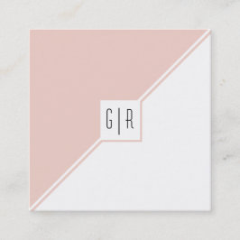 Rosa, weiß, dreieckig, geometrisch, monogramm quadratische visitenkarte