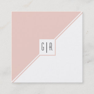Rosa, weiß, dreieckig, geometrisch, monogramm quadratische visitenkarte