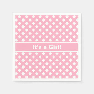 Rosa & Weiß Es ist eine Girl Baby Dusche Serviette