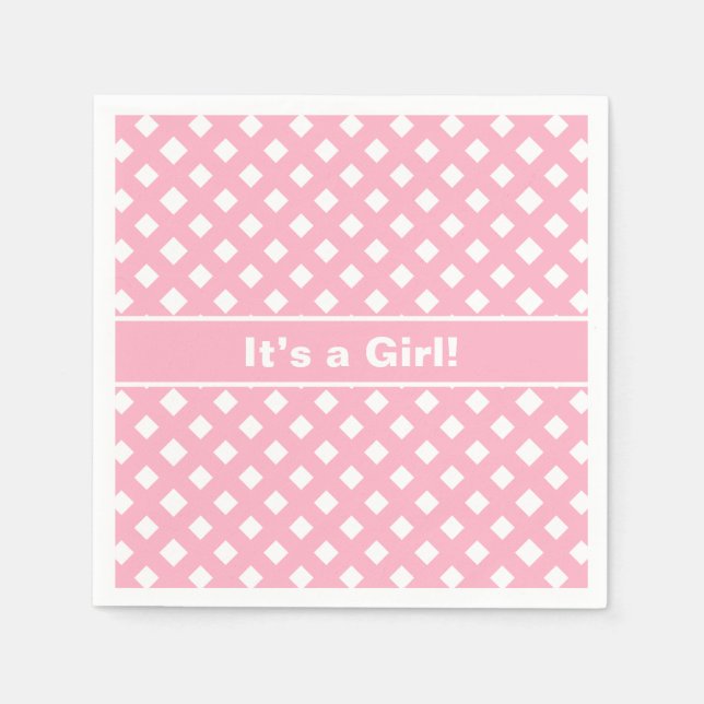 Rosa & Weiß Es ist eine Girl Baby Dusche Serviette (Vorderseite)