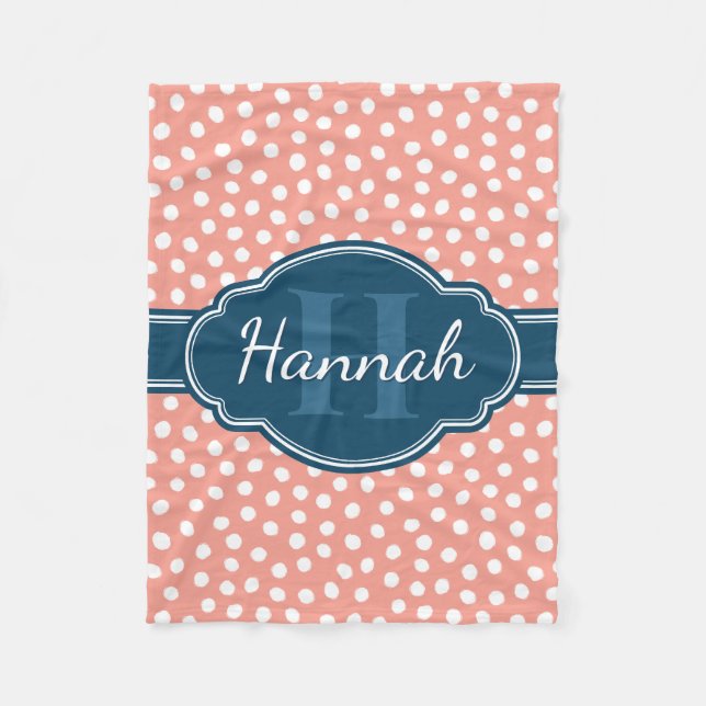 Rosa, weiß gepunktetes Muster, Monografie Fleecedecke (Vorderseite)