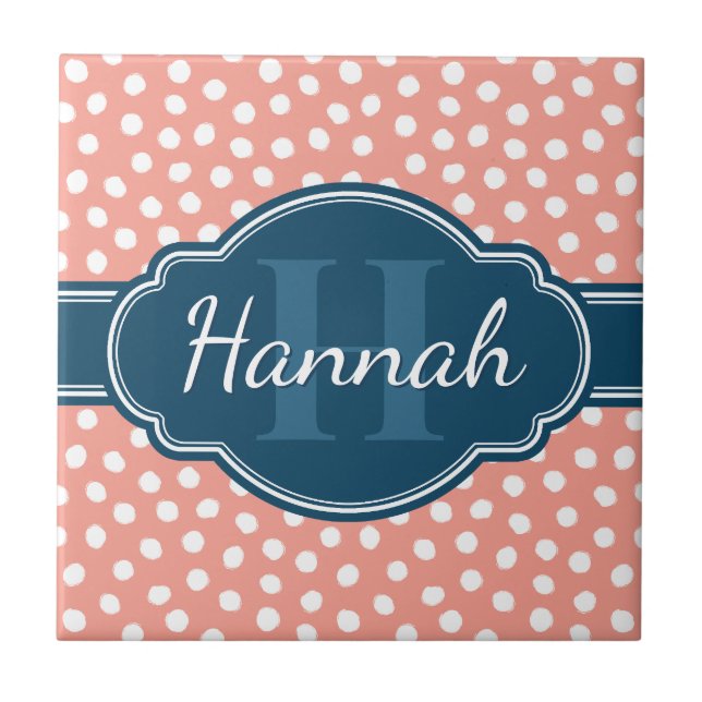 Rosa, weiß gepunktetes Muster, Monografie Fliese (Vorderseite)