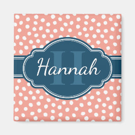 Rosa, weiß gepunktetes Muster, Monografie Magnet