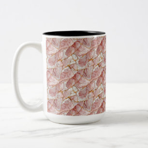 Rosa Weiß Gold Glas Elegantes Marmordesign Zweifarbige Tasse