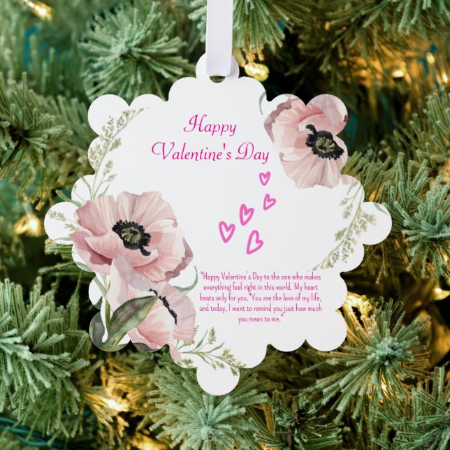 Rosa Weiß Grün Elegant Ornament Karte (Insitu (Baum))