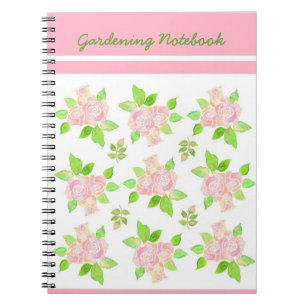 Rosa, Weiß, Grün-Spiral-Notebook, Rose Notizblock