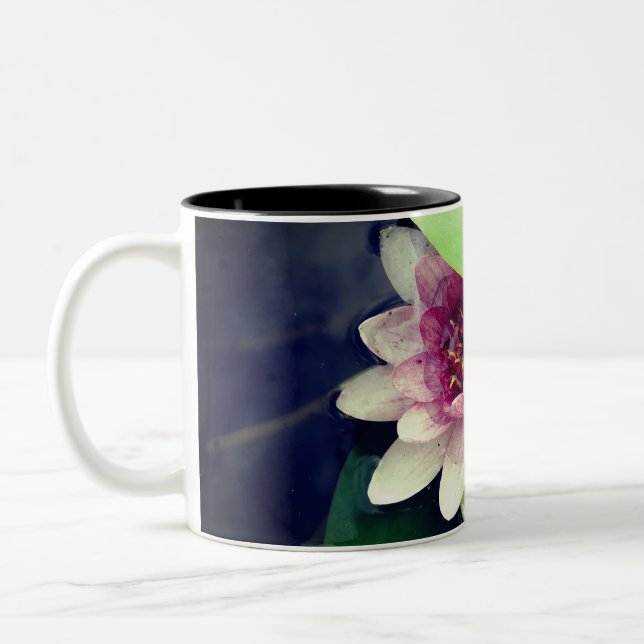 Rosa, Weiß, Lila Wasser, Lotus Blume Foto Tasse (Links)