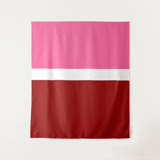 Rosa Weiß Marone Rot Farbbblock  Wandteppich (Vorderseite)