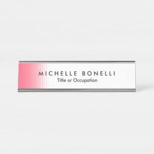 Rosa Weiß Minimalistisch Weibliche Schlicht Modern Schreibtischnamensplakette