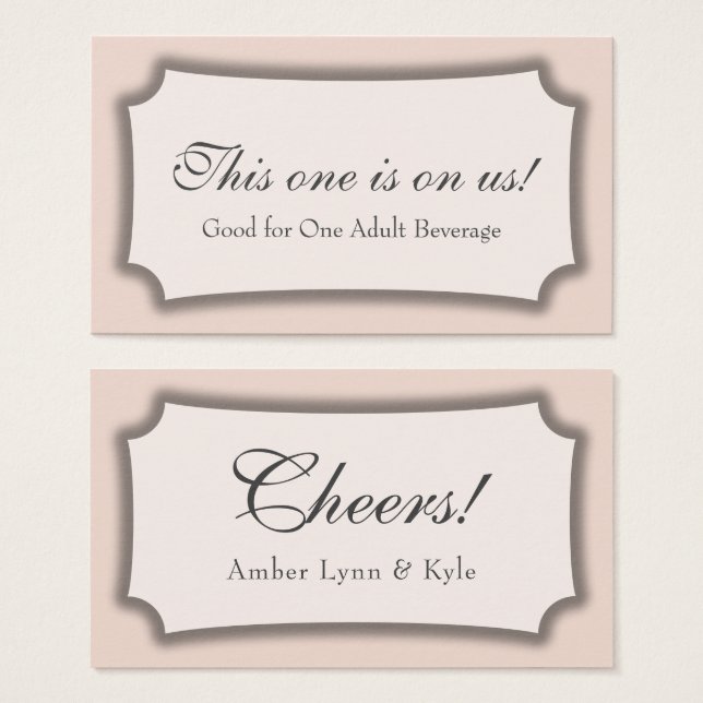 Rosa & Weiß mit elegantem Script Drink Tickets (Vorne & Hinten)