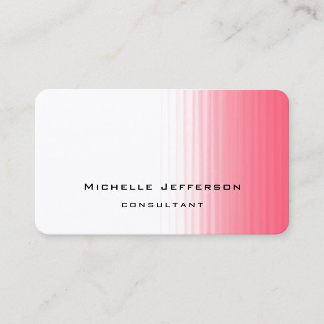 Rosa Weiß Moderne Stilvolle Trendy Minimalistisch Visitenkarte (Vorderseite)