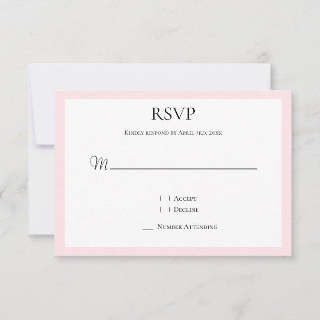 Rosa weiß RSVP karte (Vorderseite)