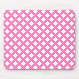 Rosa Weiß Schachbrett Diamantmuster Mousepad